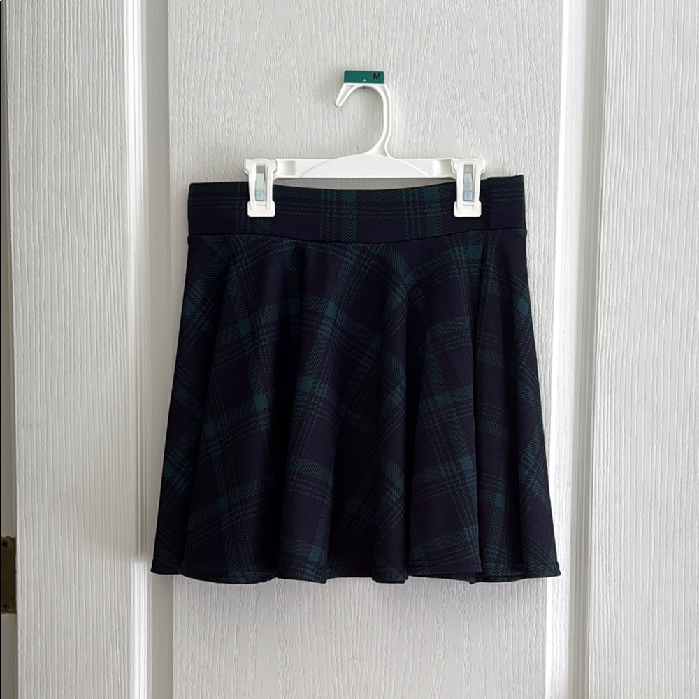 Plaid Navy and Green Skirt